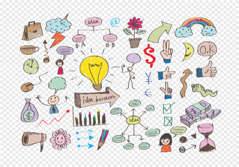 Hand doodle Business icon set idea design