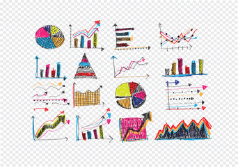 Hand doodle Business icon set idea design