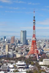 Fototapete Rund Blick auf die Stadt Tokio und den Turm von Tokio bei schönem Tag? © torsakarin