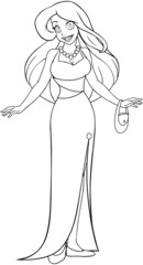 Woman In Evening Dress Coloring Page