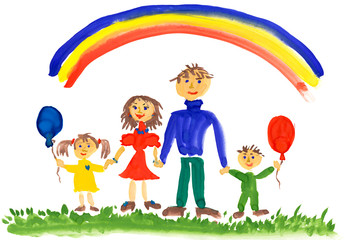 Obraz na płótnie Canvas happy family. watercolor drawing