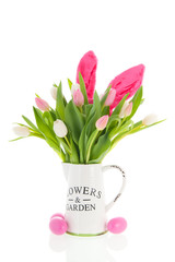 Easter bouquet on pink background