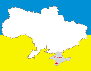Ukraine vector map with the Crimea peninsula highlighted.