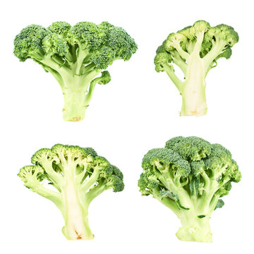 Cutaway and whole green broccoli