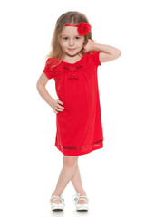 Little girl in red dress