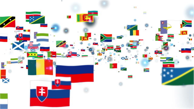Flags of the World flying, white