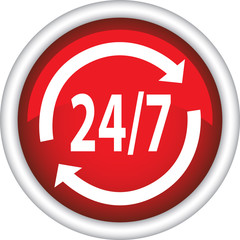 Круглый векторный знак с надписью 24/7