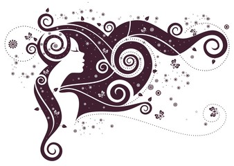 Профиль девушки с фантазийной прической