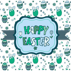 Easter vector greeting card with frame