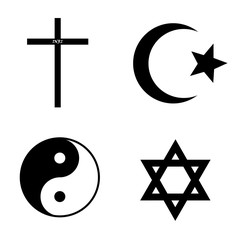 Symboles religieux en 4 icônes