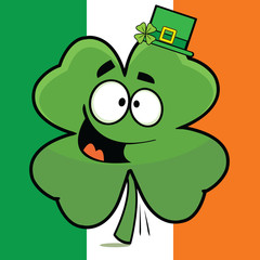 Goofy Cartoon Shamrock Irish Flag