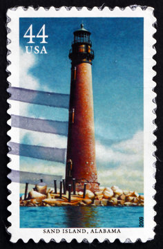 Postage stamp USA 2009 Sand Island, Alabama, Lighthouse