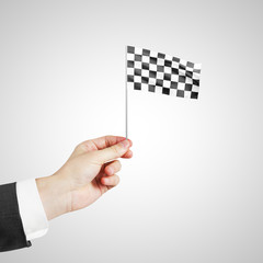 Checkered flag in hand