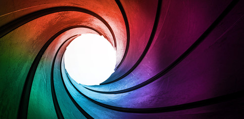3d rainbow colored abstract frame barrel tube - obrazy, fototapety, plakaty