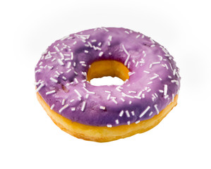 Пончик в цветной глазури  на белом фоне