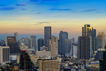 Bangkok city night view with main traffic