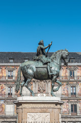 Philip III on the Plaza Mayor in Madrid, Spain.