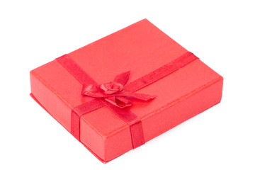 Red gift box with ribbon isolated