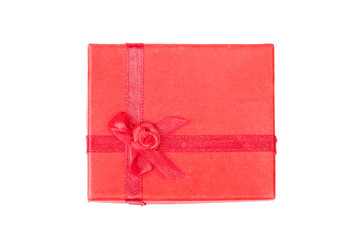 Red gift box with ribbon isolated