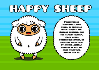 Kawaii card with sheep character