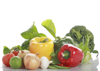 vegetables on  white background
