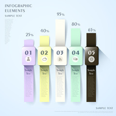 abstract watch shape bar chart  infographics