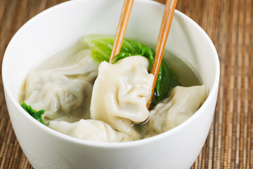 Fresh Wonton with Chopsticks