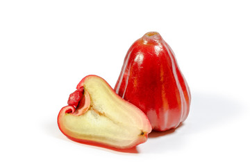 Red rose apple on white background