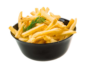 French fries on white background
