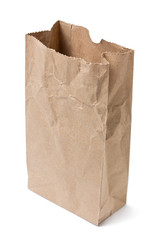 Brown Paper Bag Opened and Isolated on a White Background