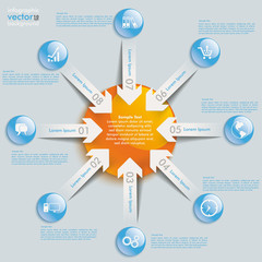 Paper 8 Arrows Blue Orange Buttons