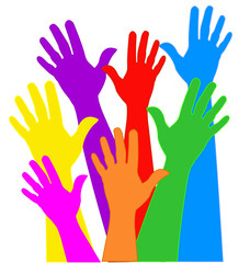 Fototapeta premium Hands expressions in vivid colors vector