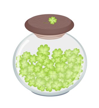 green clovers in glass jar clip art preview