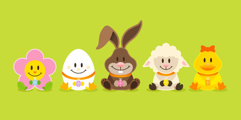 Obraz na płótnie Canvas Bunny & Friends Eggs Green