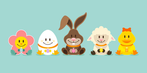 Bunny & Friends Eggs Retro