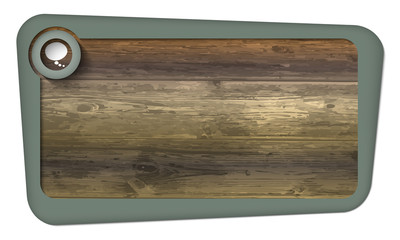 box for entering text on textured wood and speech bubble
