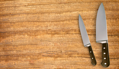 knife on cutting board isolated on white