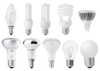 Set of Light bulbs isolated on white