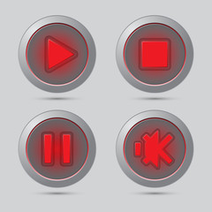 Red color media player button