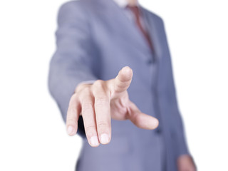 business person pressing a button