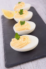 egg filled with mayonnaise