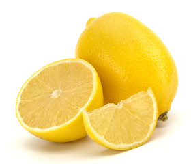 Lemon slices isolated on white background