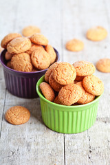 meringue almond cookies in bowls