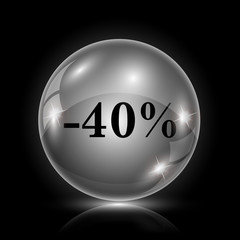 40 percent discount icon