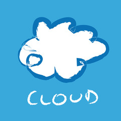 Hand draw cloud on blue background