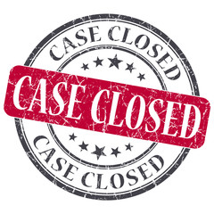 Case Closed red grunge round stamp on white background