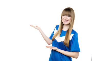 Girl presenting something