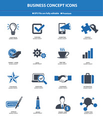 Business & Strategy concept icons,Blue version