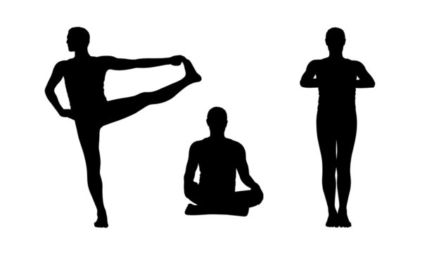 man practicing yoga silhouettes set 2