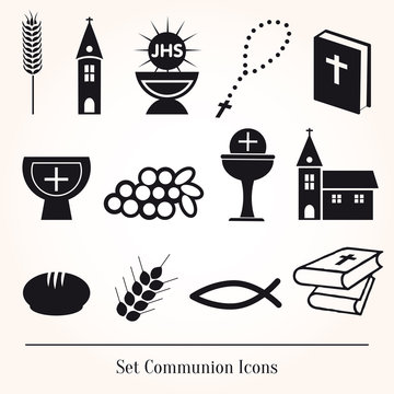 Set Illustration of a communion depicting traditional Christian